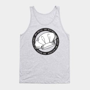 My Kitchen My Rules White Chef Hat Quote Tank Top